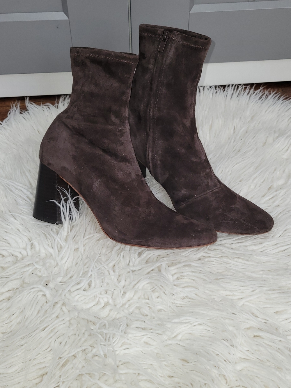 Loffler Randall Suede Ankle Boots in Dark Brown - Women's Fashion Boot - Picture 4 of 13
